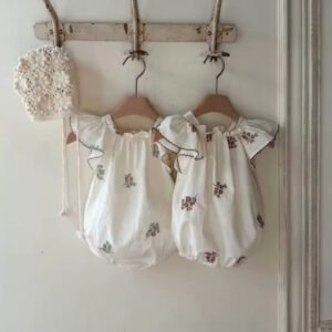 Floral embroidered romper