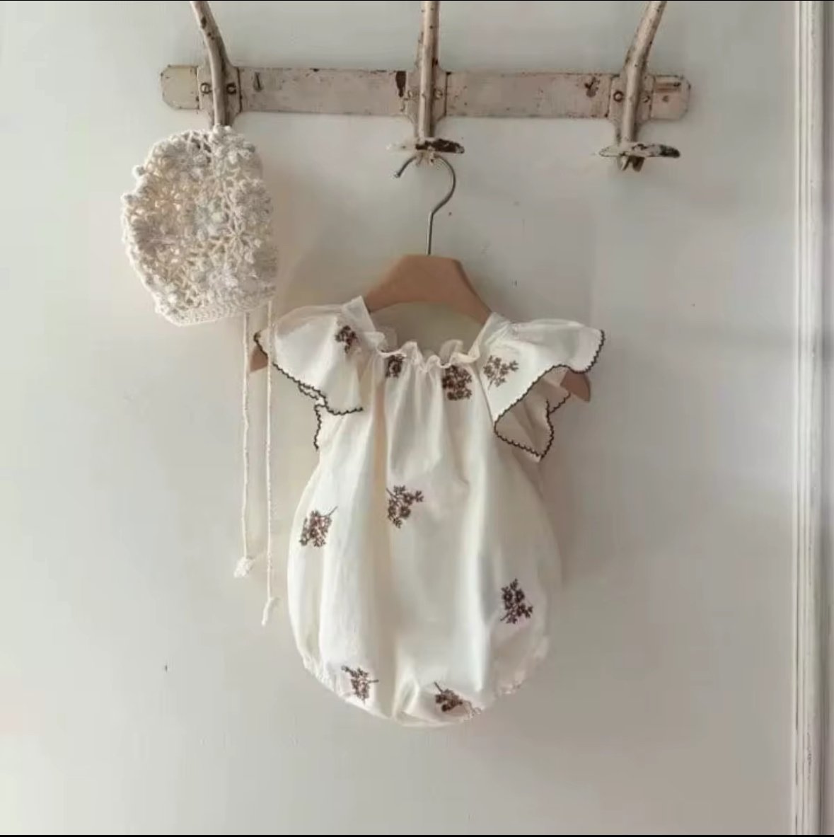 Floral embroidered romper