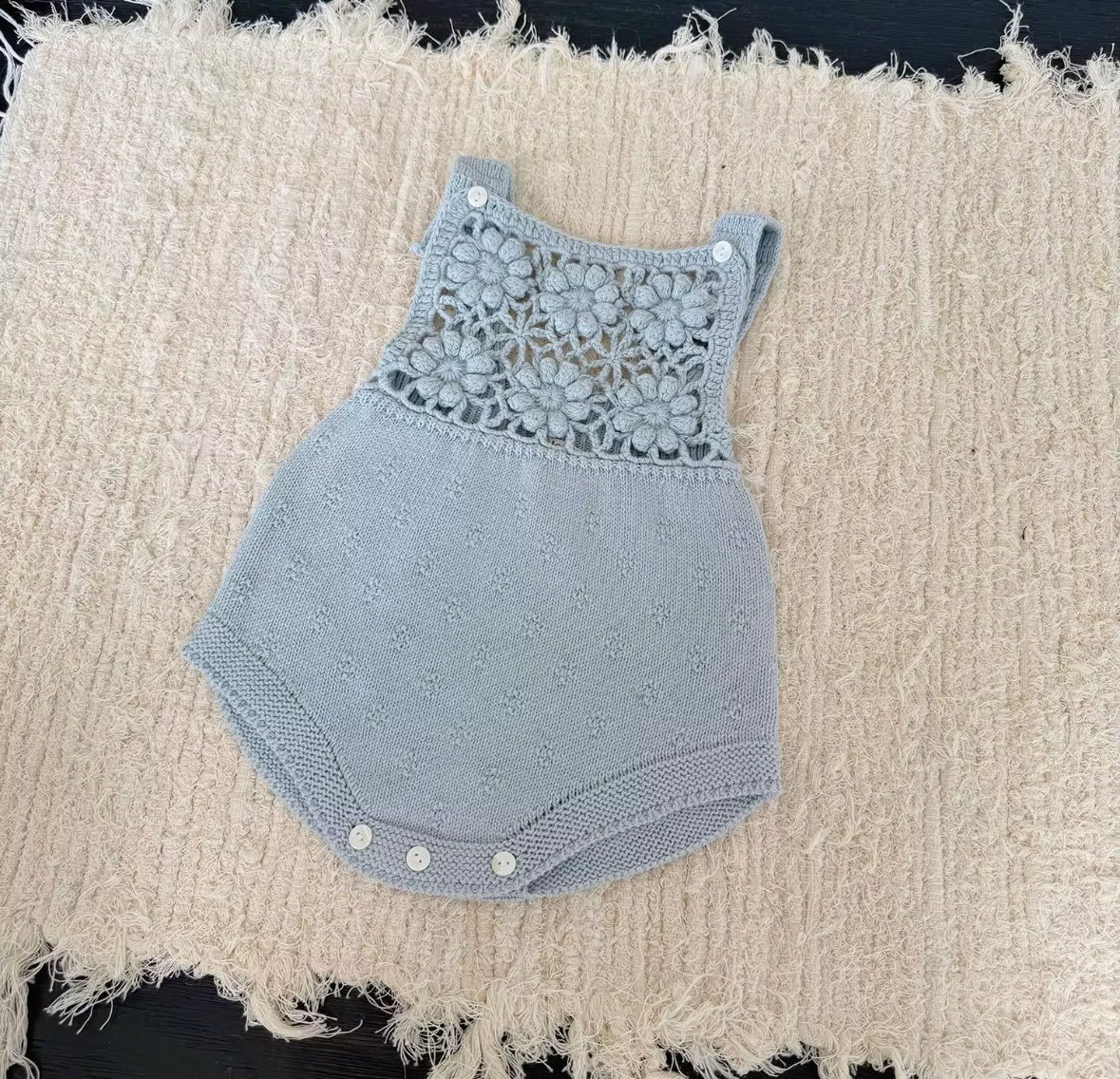 Knit romper with hat