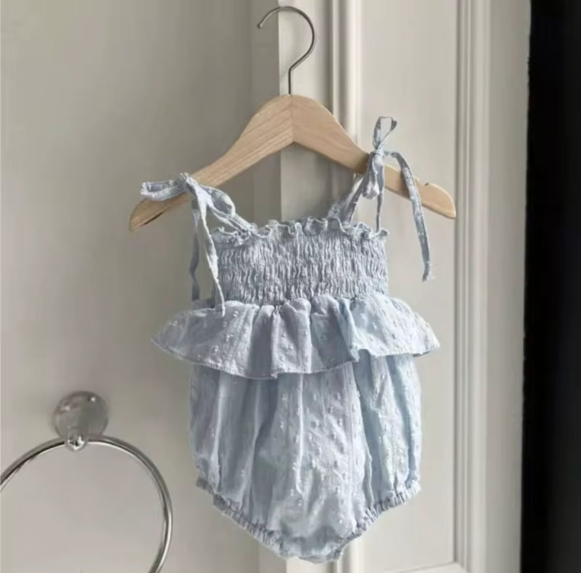 Blue Jacquard dress bodysuit