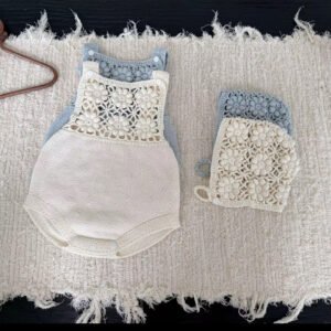 Knit romper with hat