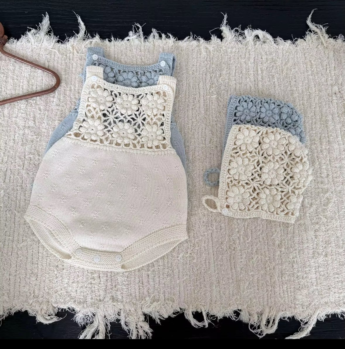 Knit romper with hat